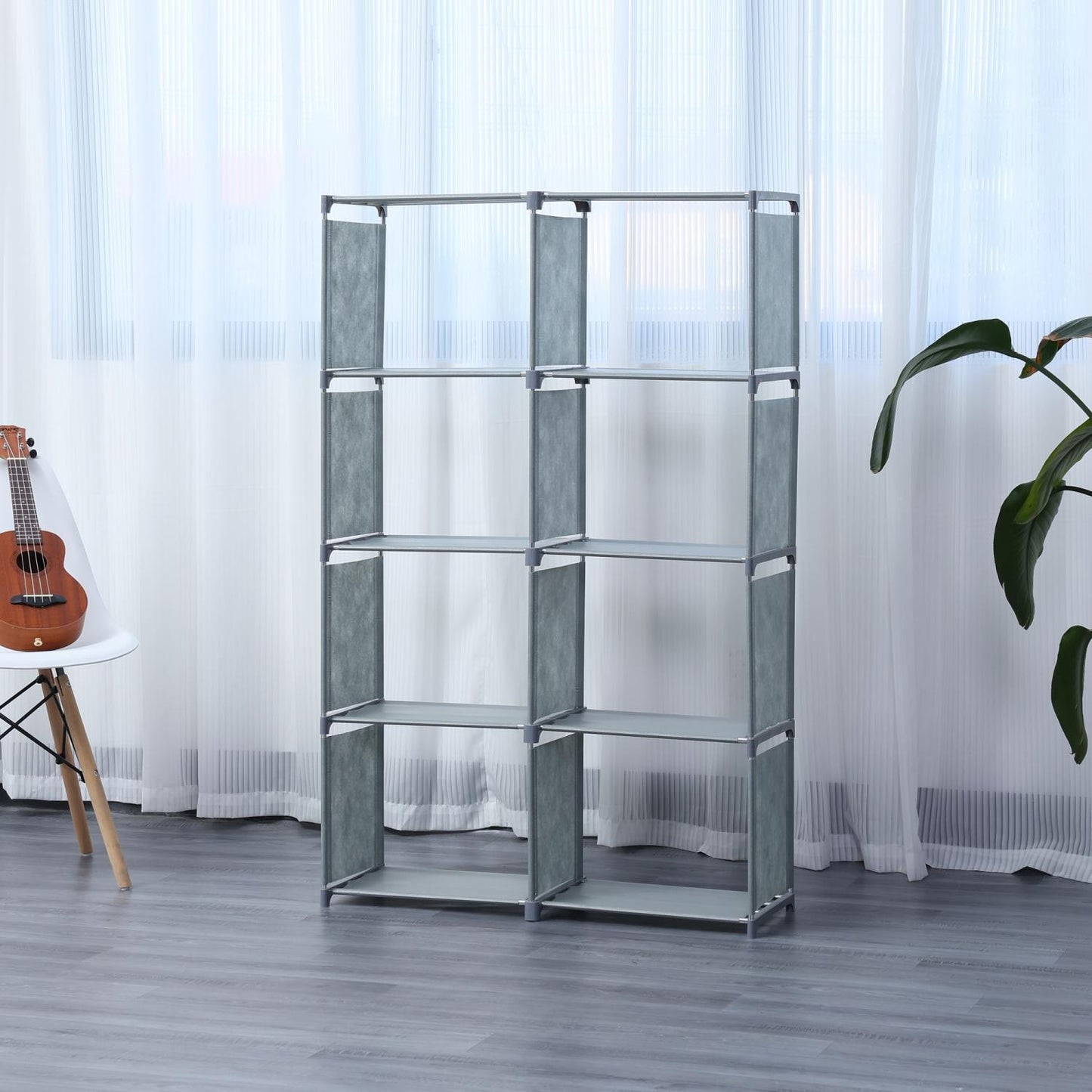 Herzberg 8-Layer Multi-purpose Bookshelf and Storage Rack - 85x125cm Gray