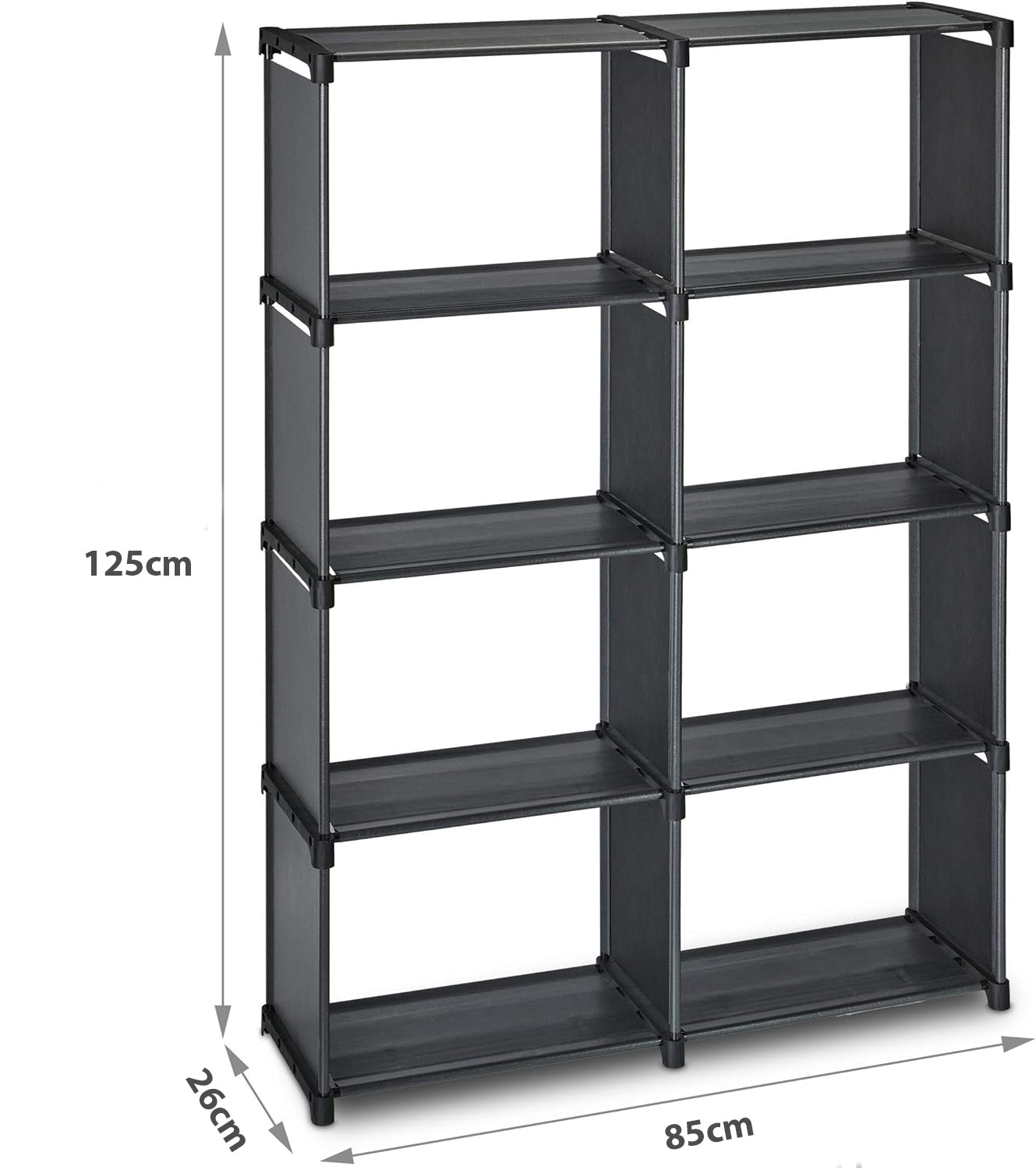 Herzberg 8-Layer Multi-purpose Bookshelf and Storage Rack - 85x125cm Gray