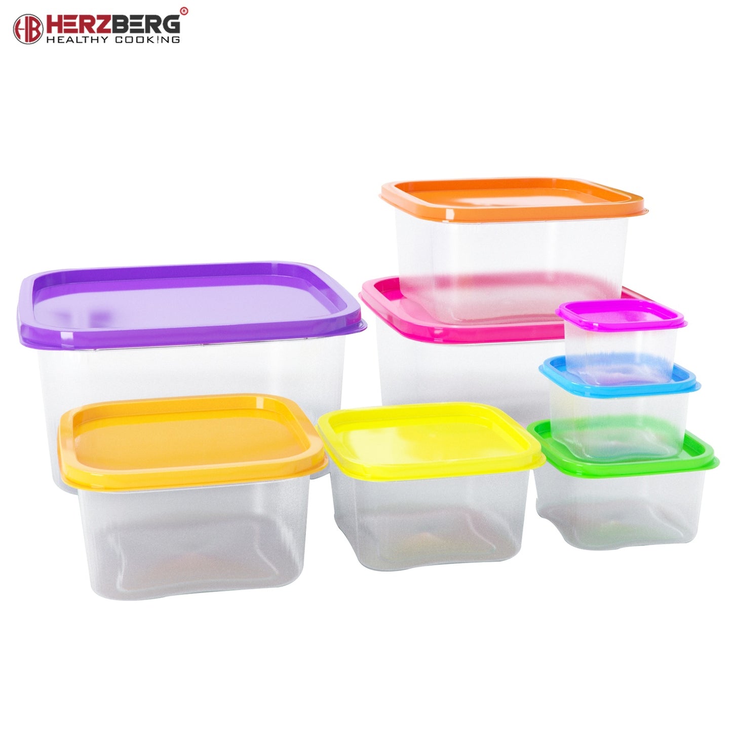 Herzberg 8-in-1 Square Food Storage Container Set