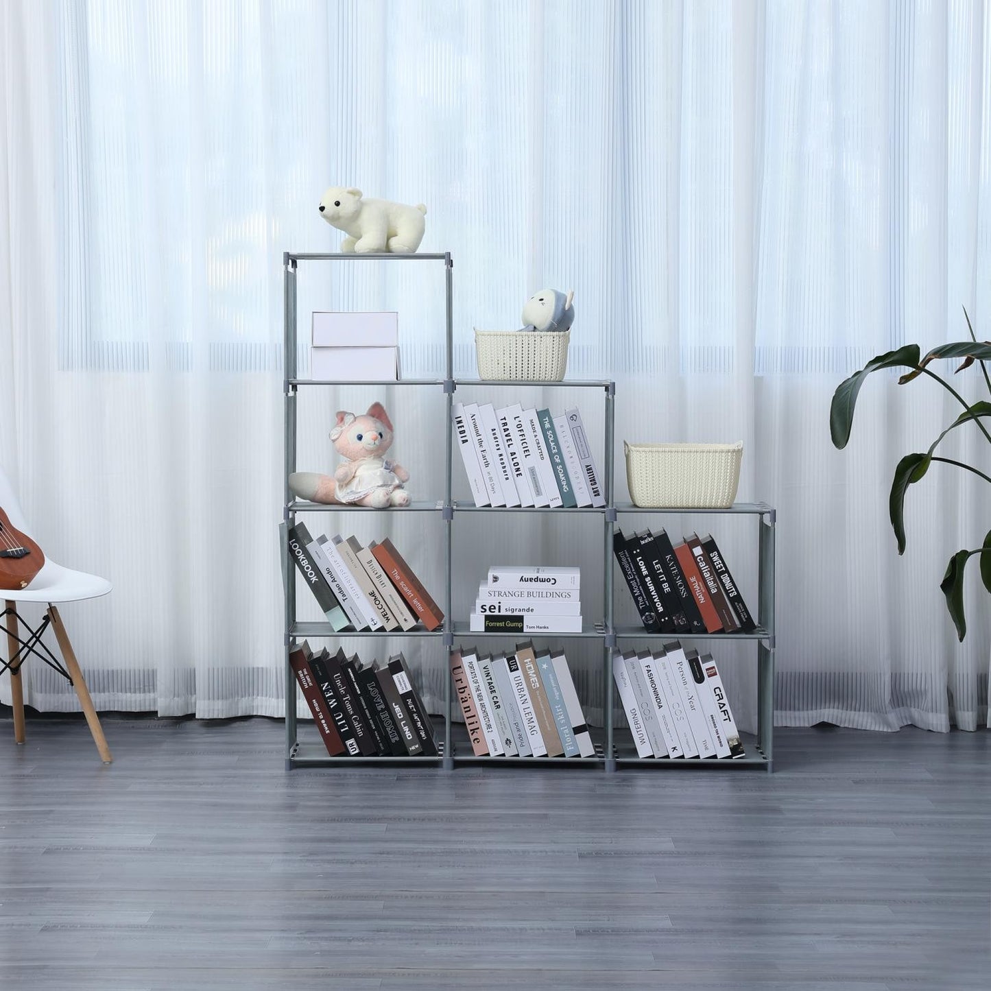 Herzberg 9-Layer Staircase Shelf Book Cabinet Storage Rack - 125x125cm Black
