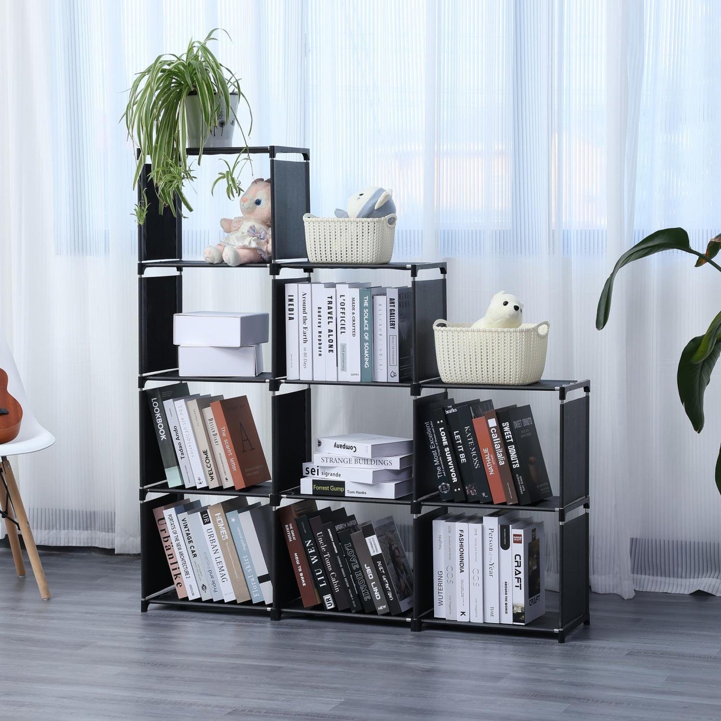 Herzberg 9-Layer Staircase Shelf Book Cabinet Storage Rack - 125x125cm Black