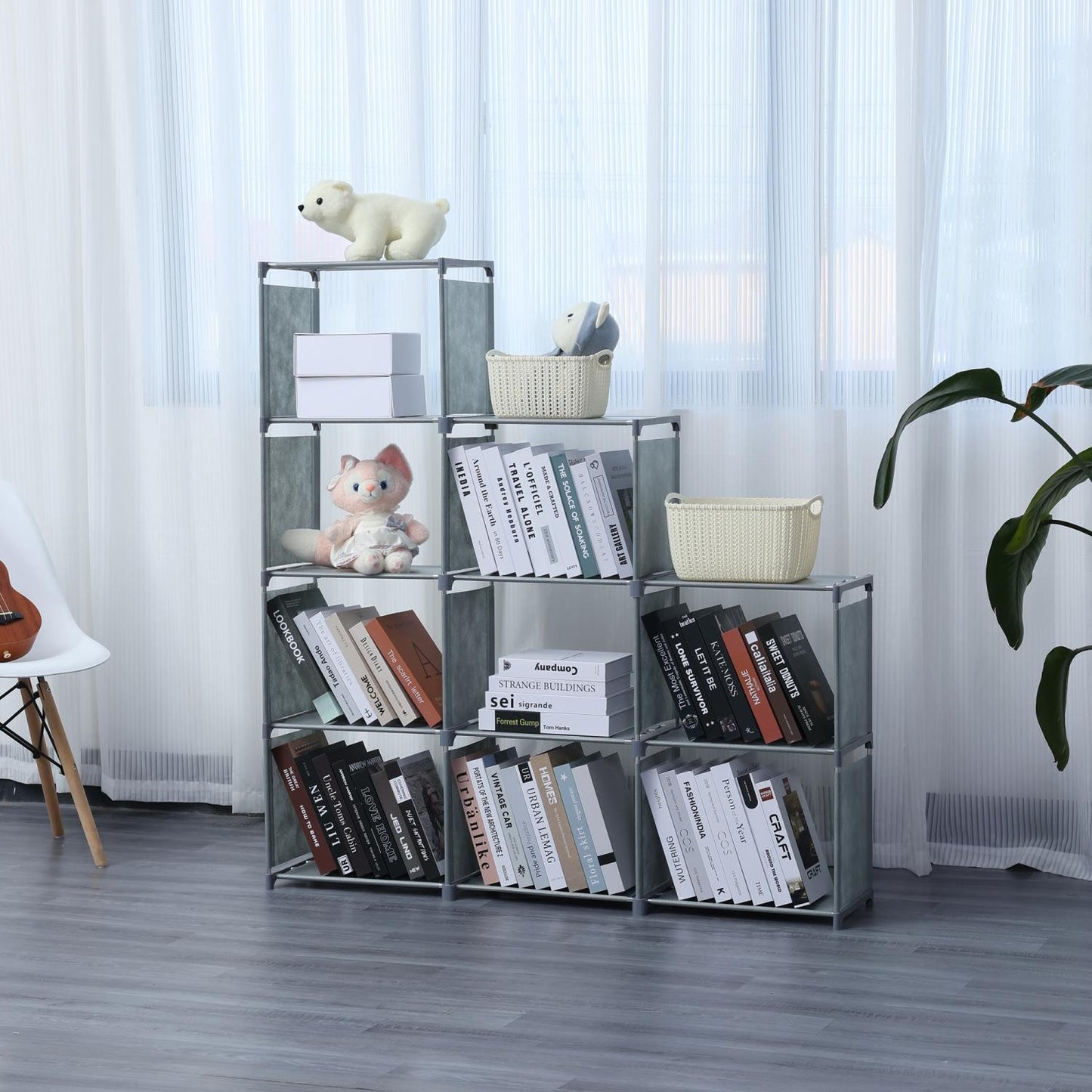 Herzberg 9-Layer Staircase Shelf Book Cabinet Storage Rack - 125x125cm Black