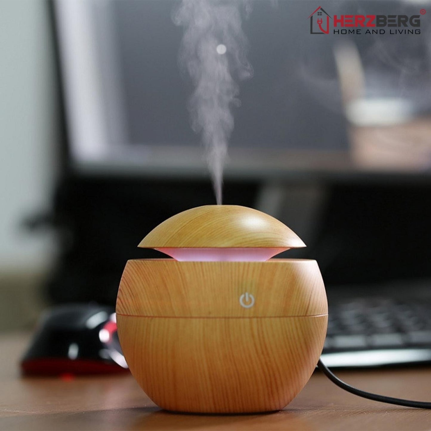Herzberg Air Humidifier Aroma Oil Diffuser Dark wood