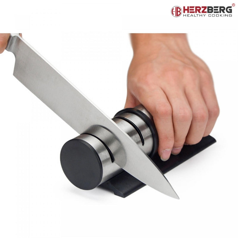 Herzberg Cylinder Stainless Steel Manual Knife sharpener