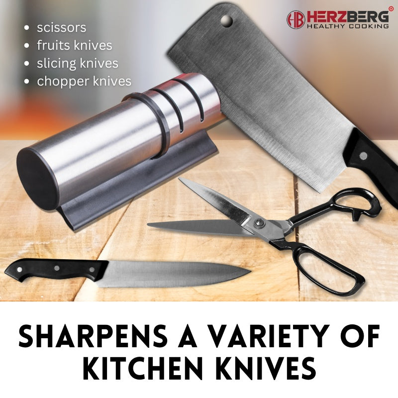 Herzberg Cylinder Stainless Steel Manual Knife sharpener