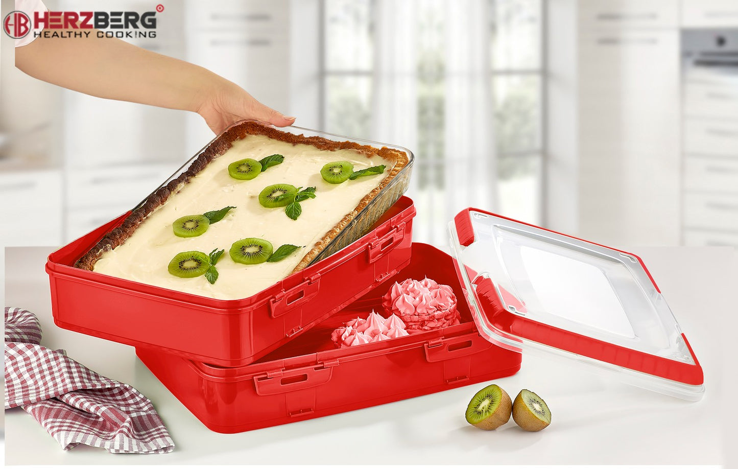Herzberg Duplex Takeaway Pastry Carrying Box Red