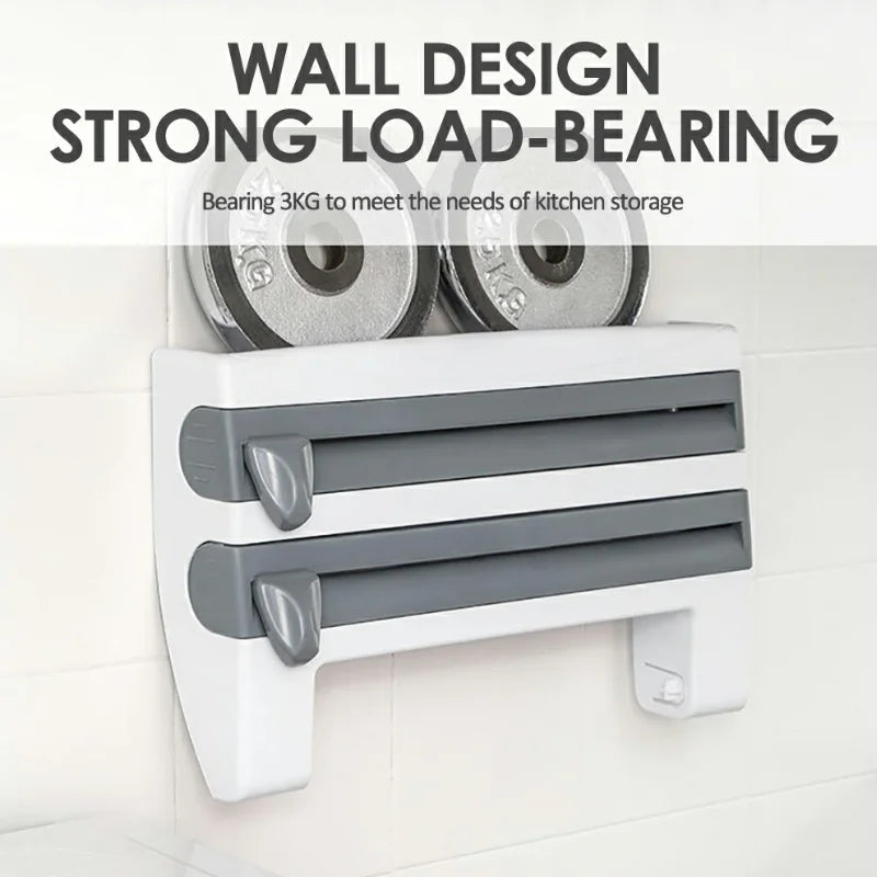 Herzberg HG-03145: Wall-Mounted Paper Towel, Cling Film & Foil Dispenser Household Kitchen Tool Rack