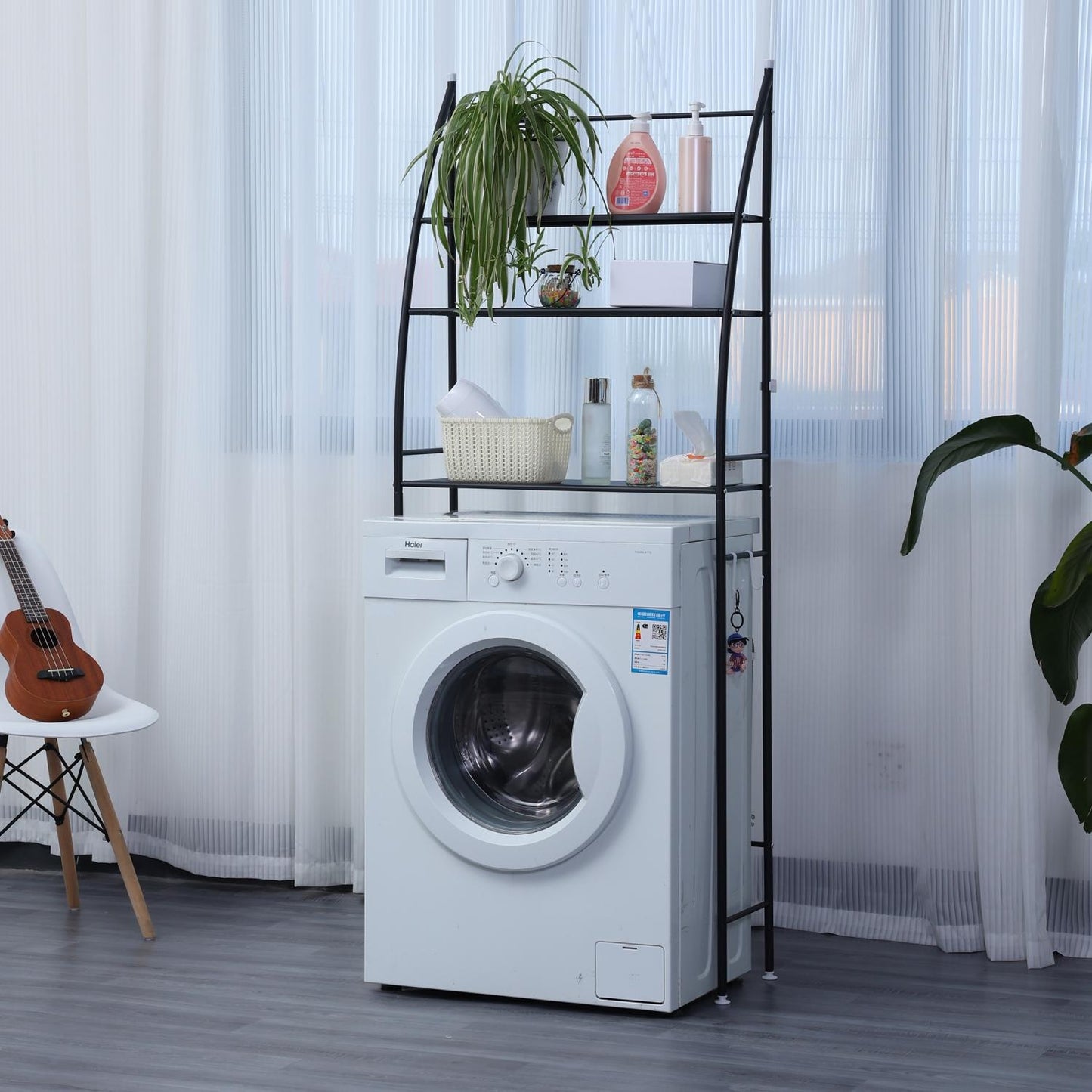 Herzberg HG-03305: 3-Tier Washing Machine and Bathroom Storage Shelf Organizer White