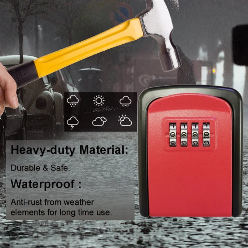 Herzberg HG-03817: New Smart Waterproof Keyless Safety Box - Red