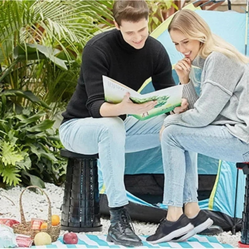 Herzberg HG-04050: Telescopic Adjustable Folding Outdoor Chair - Black