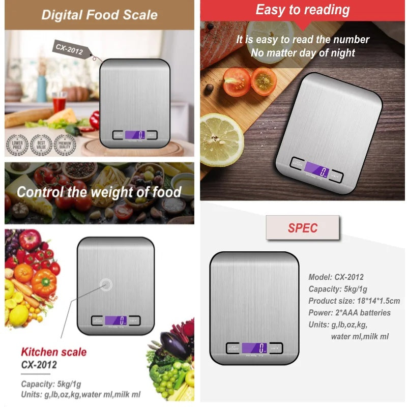 Herzberg HG-04135: Electronic Digital Kitchen Scale - 5kg/1g