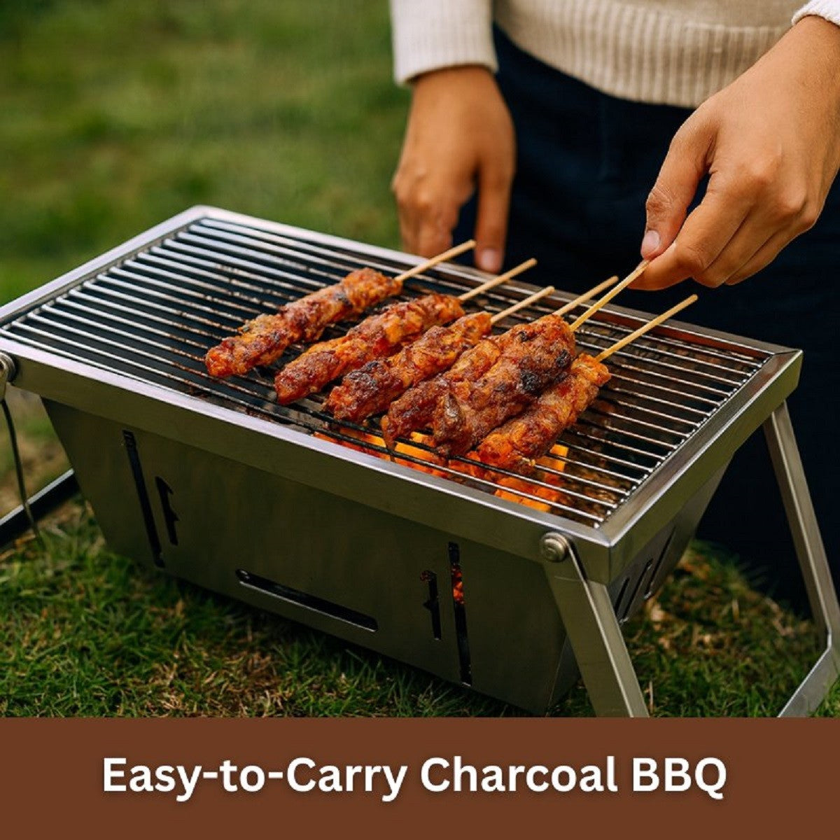 Herzberg HG-04159: Foldable Tabletop Stainless Steel Barbeque Grill