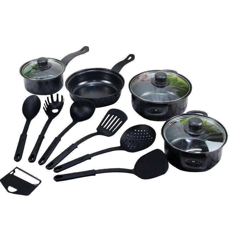 Herzberg HG-04241: 13 Pieces Non-Stick Cookware Set with Nylon Cooking Spoon Set