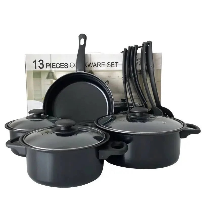 Herzberg HG-04241: 13 Pieces Non-Stick Cookware Set with Nylon Cooking Spoon Set