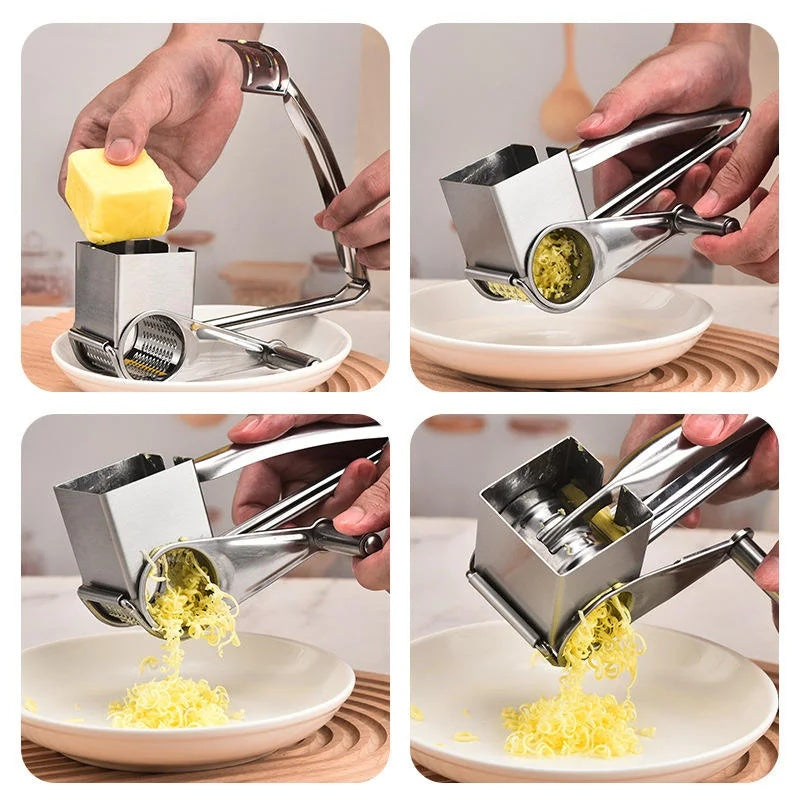 Herzberg HG-04289:Stainless Steel Manual CheeseGrater with 4 Grater