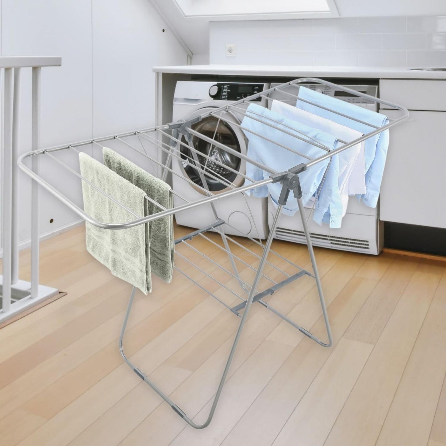 Herzberg HG-04494: 2-Tier Folding Steel Clothes Drying Rack