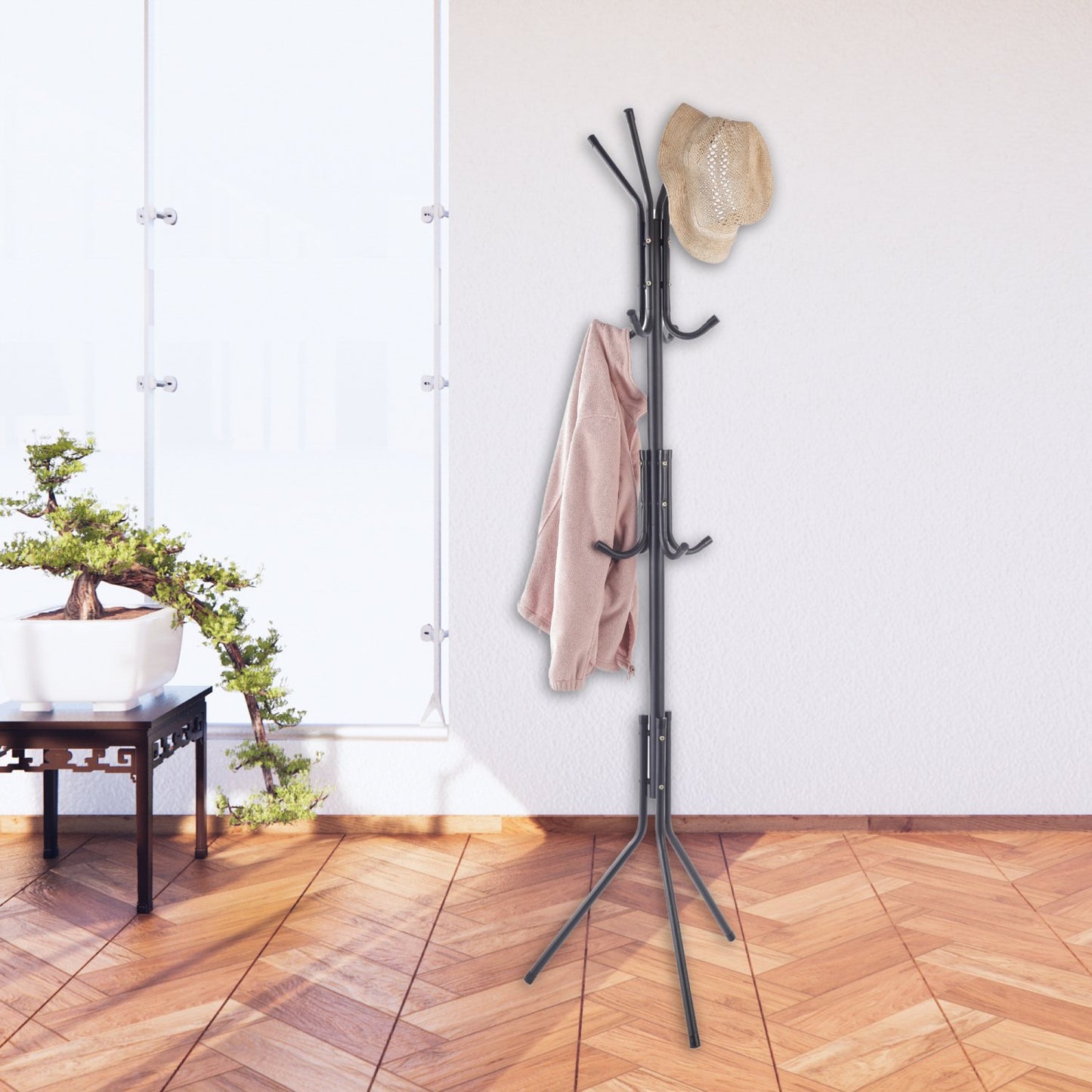 Herzberg HG-04524: 12-Hook Free Standing Coat Rack