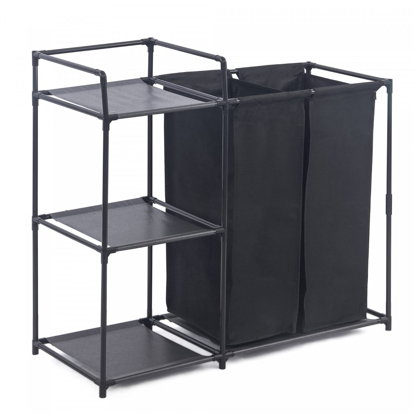 Herzberg HG-04531: 2 Detachable Bag Laundry Sorter with 3-Tier Storage Shelf