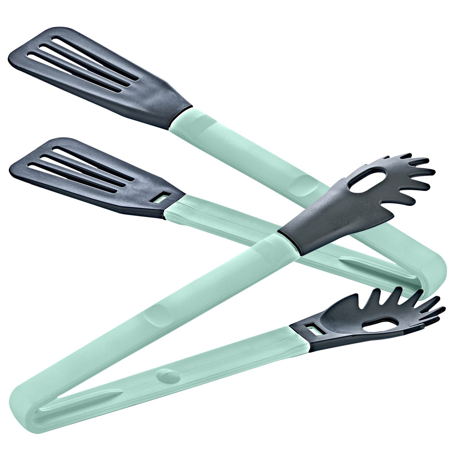 Herzberg HG-2N1CK4BLU: Cooking 2-in-1 Blue Nylon Dish Tongs