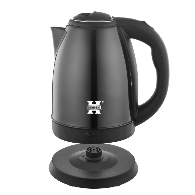 Herzberg HG-5011BLK: 1.8L 1500W Stainless Steel ElectricKettle - Black