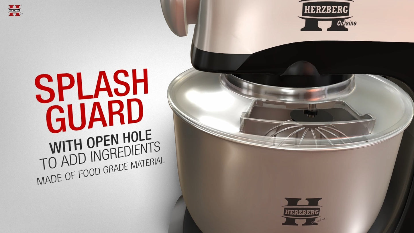 Herzberg HG-5029:3 in 1800W Stand Mixer With Planetary Beating Action Black