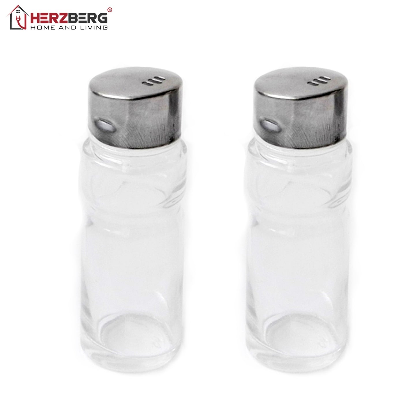 Herzberg HG-6006: Stainless Steel Spice Rack with 4 Glass Jar Set