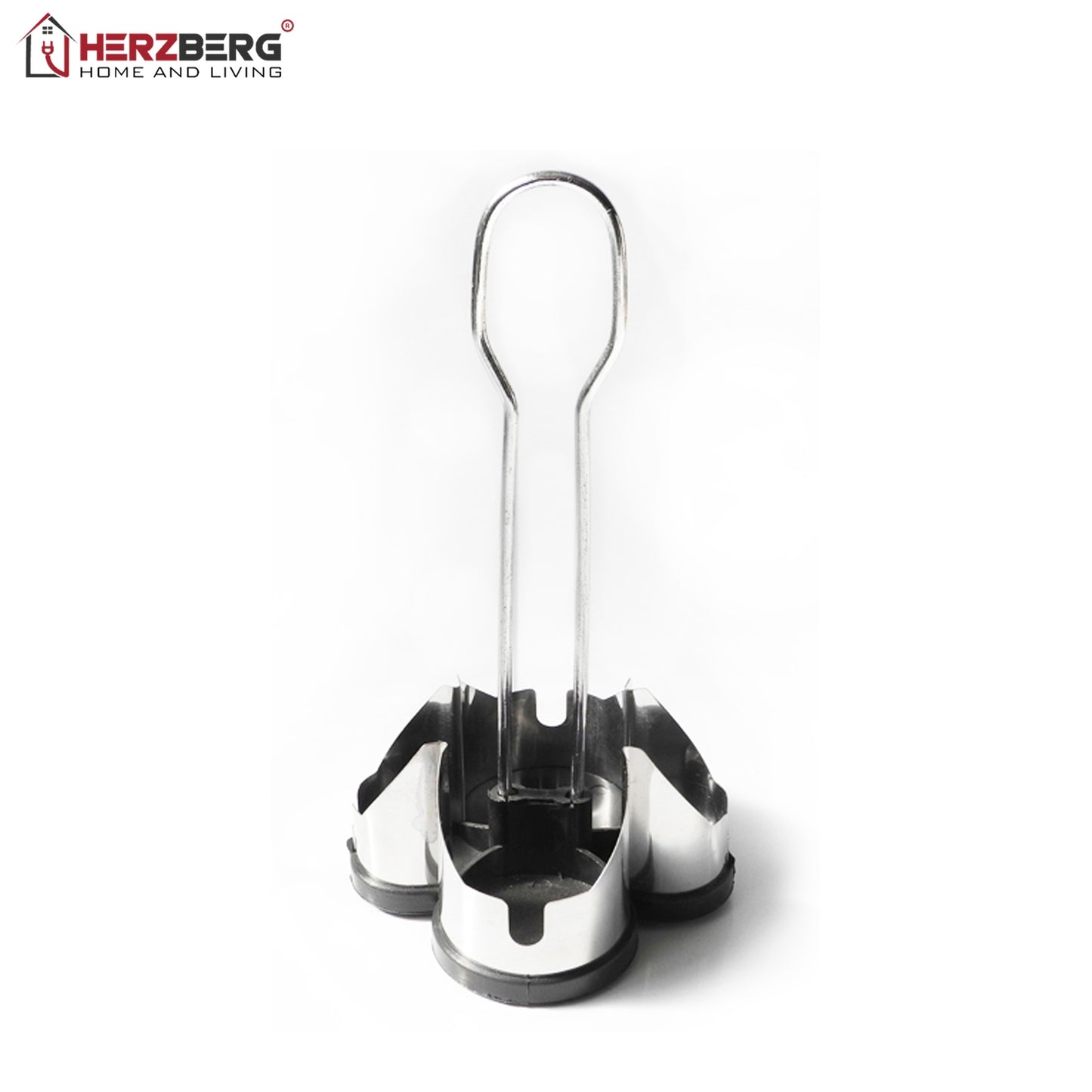 Herzberg HG-6006: Stainless Steel Spice Rack with 4 Glass Jar Set