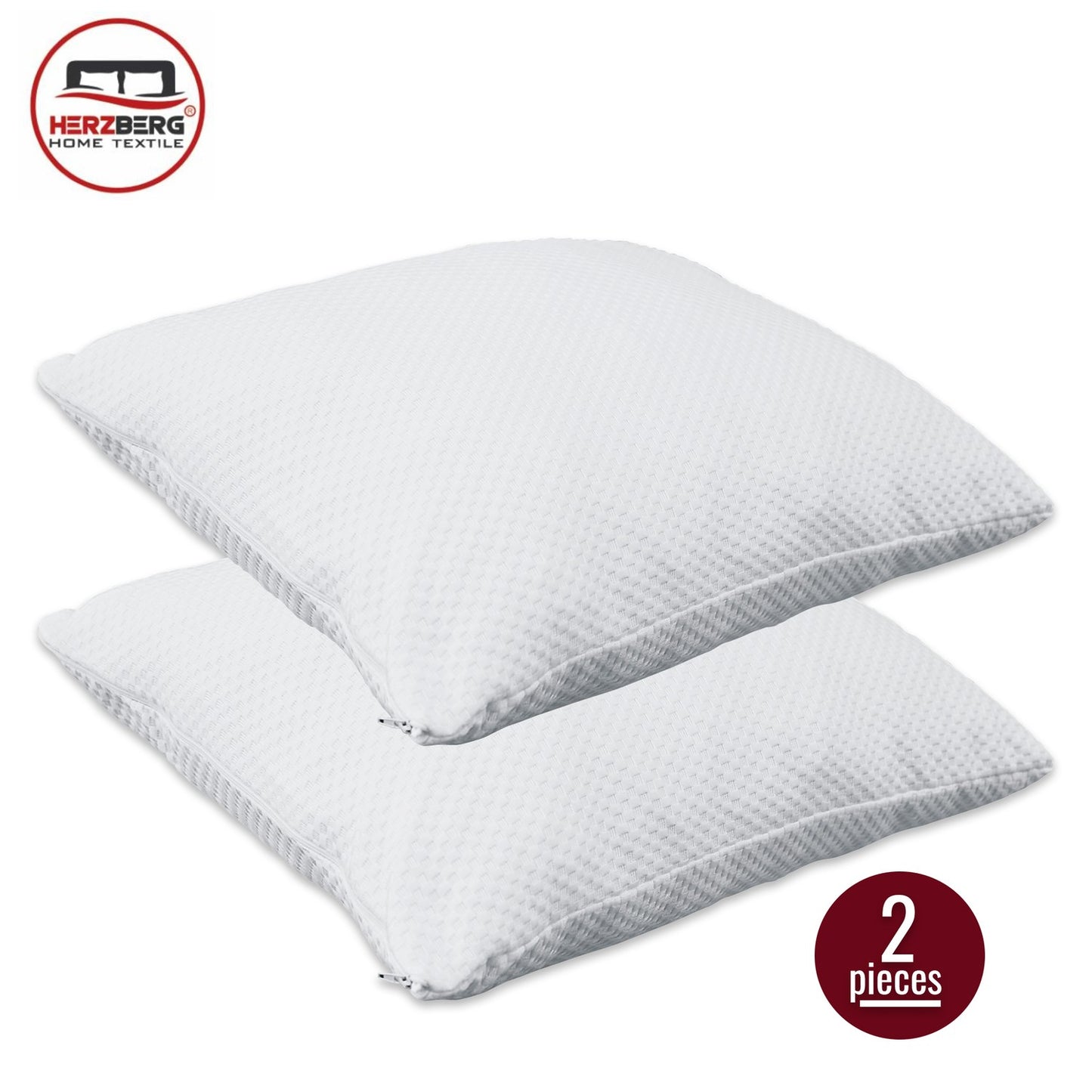Herzberg HG-65X2: 2 Pieces Shredded Memory Foam Pillow