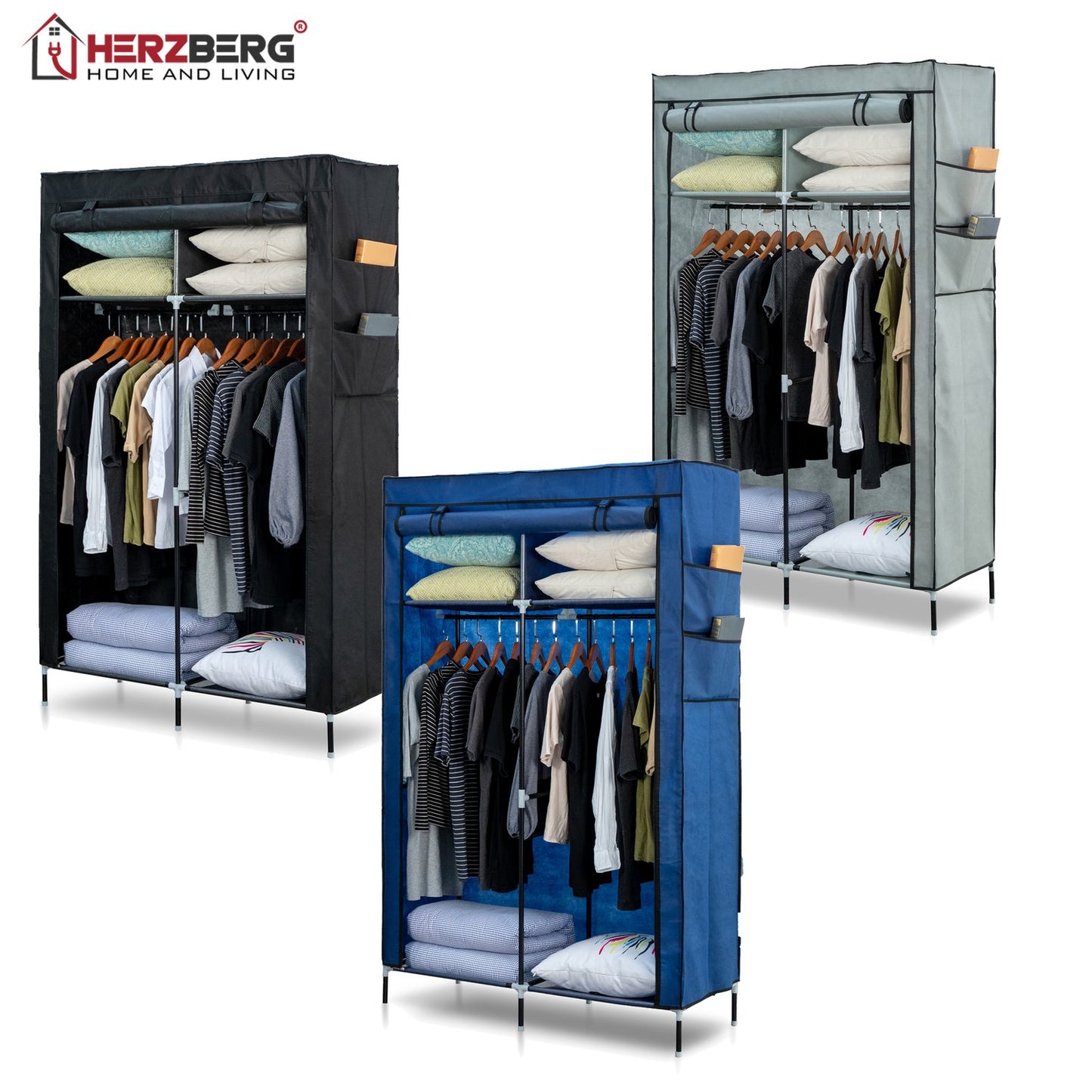 Herzberg HG-8012: Storage Wardrobe Black
