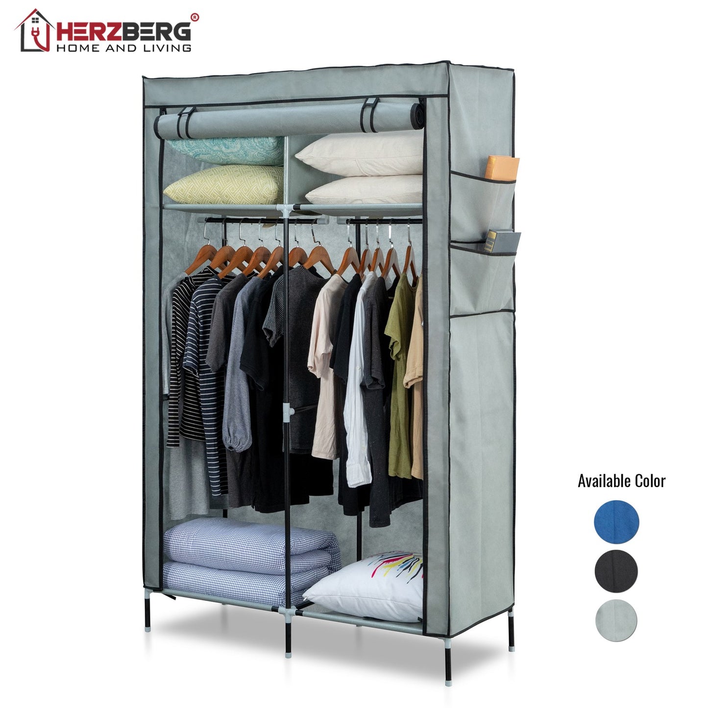 Herzberg HG-8012: Storage Wardrobe Black