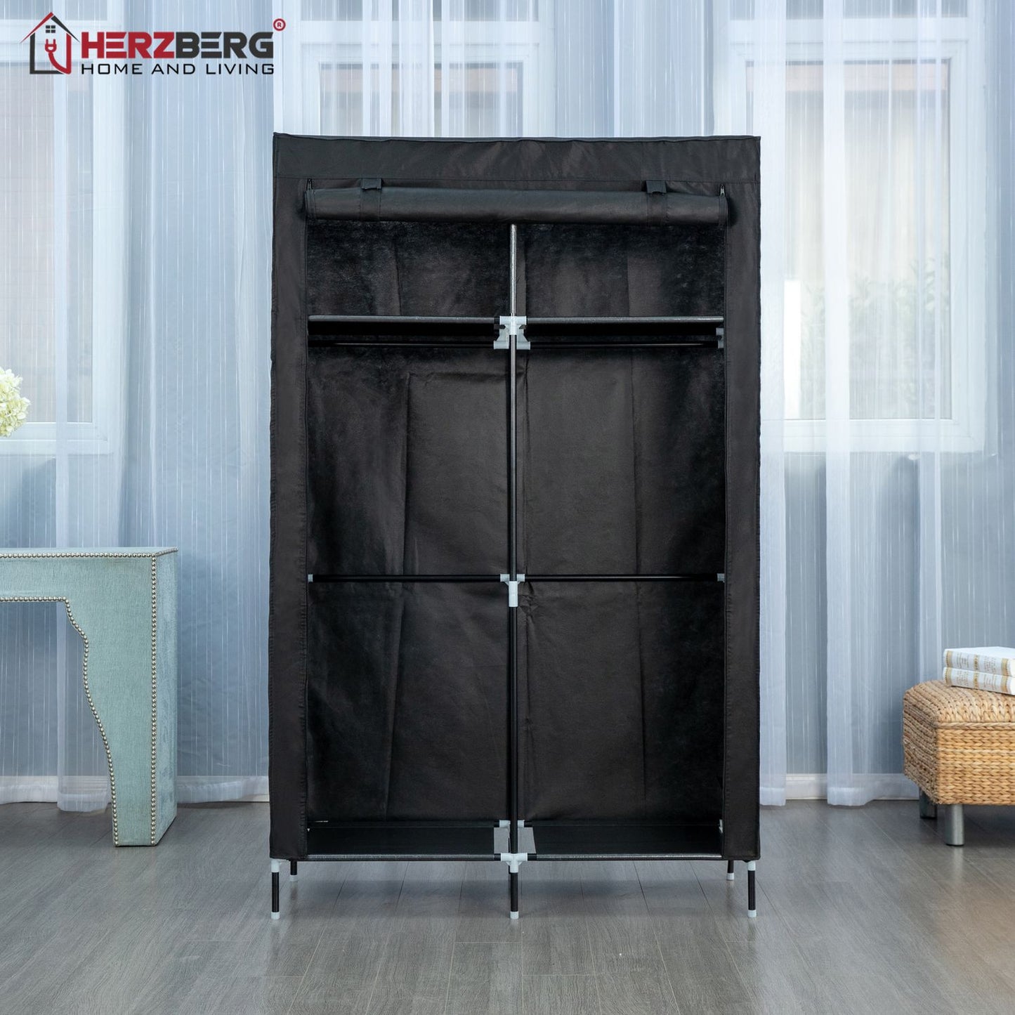 Herzberg HG-8012: Storage Wardrobe Black