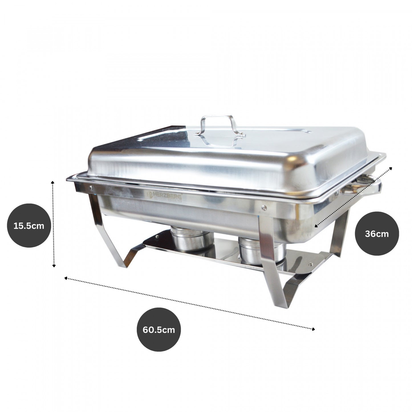 Herzberg HG-8022-3: Stainless Steel Chafing Dish - 3 Pieces 1/3rd Food Pan