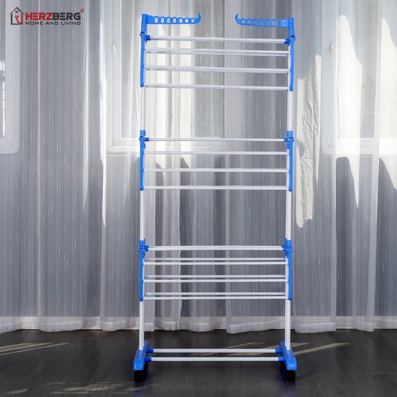 Herzberg HG-8034BLU: Moving Clothes Rack - Blue