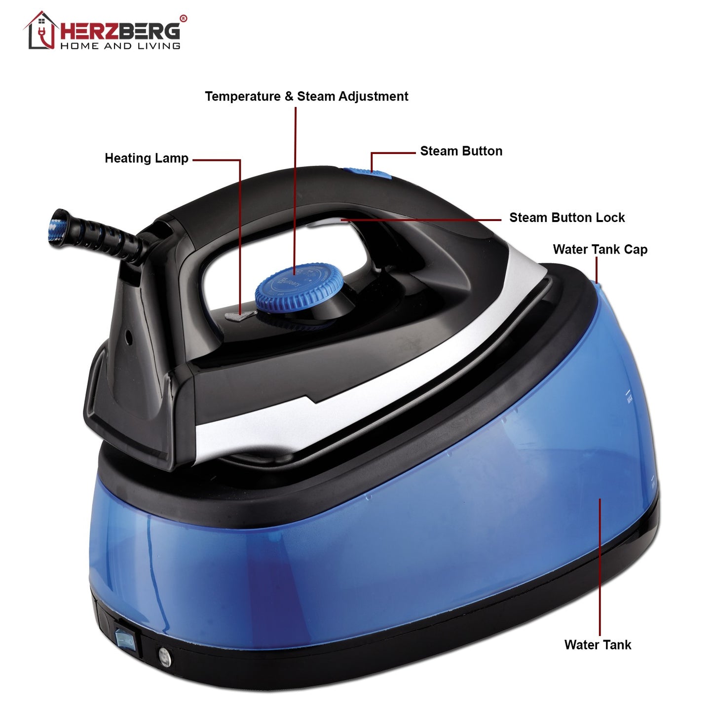 Herzberg HG-8039: 2200W Iron with Steam Station