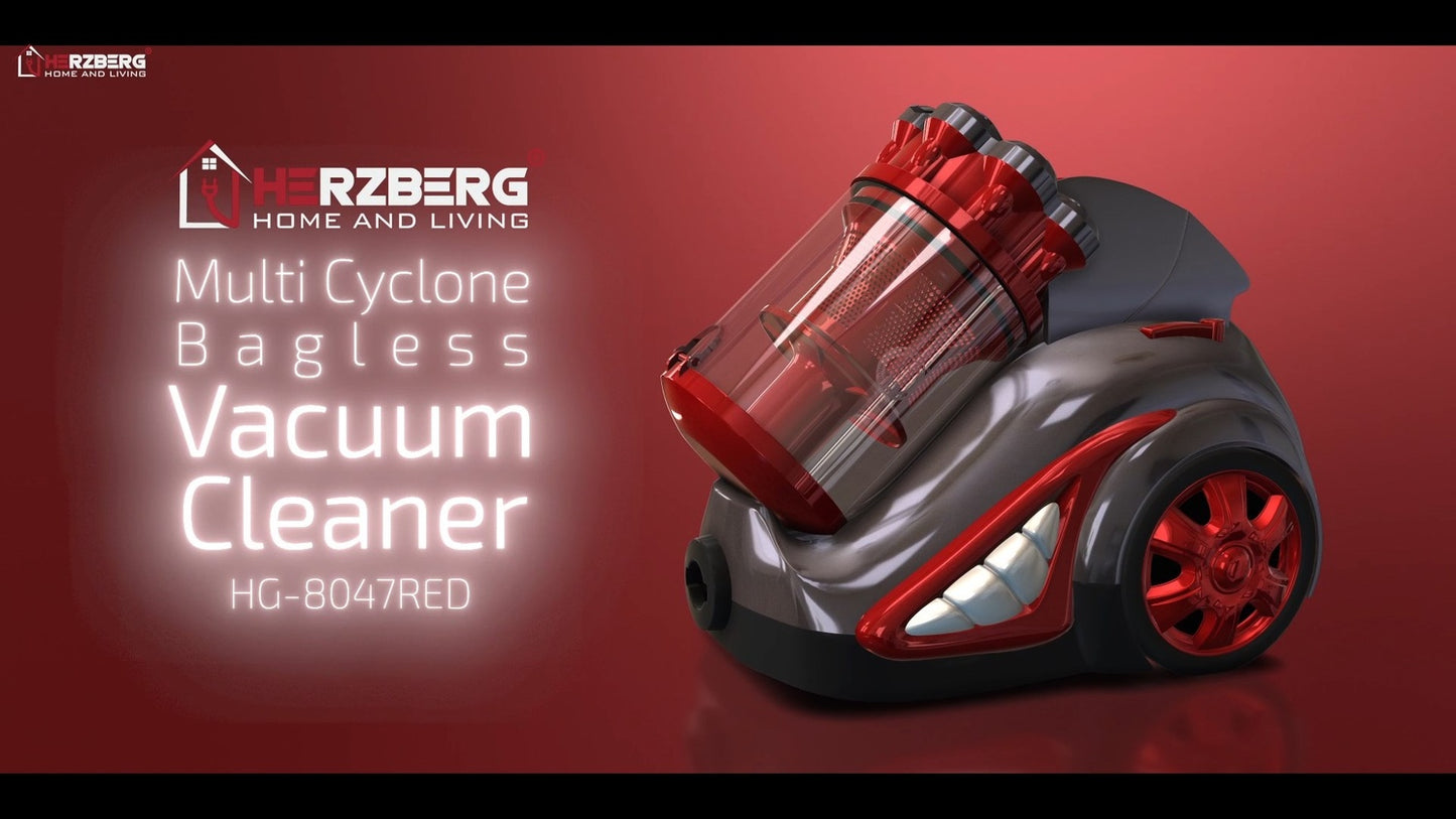 Herzberg HG-8047RED: Multi-Cyclone Bagless Vacuum Cleaner