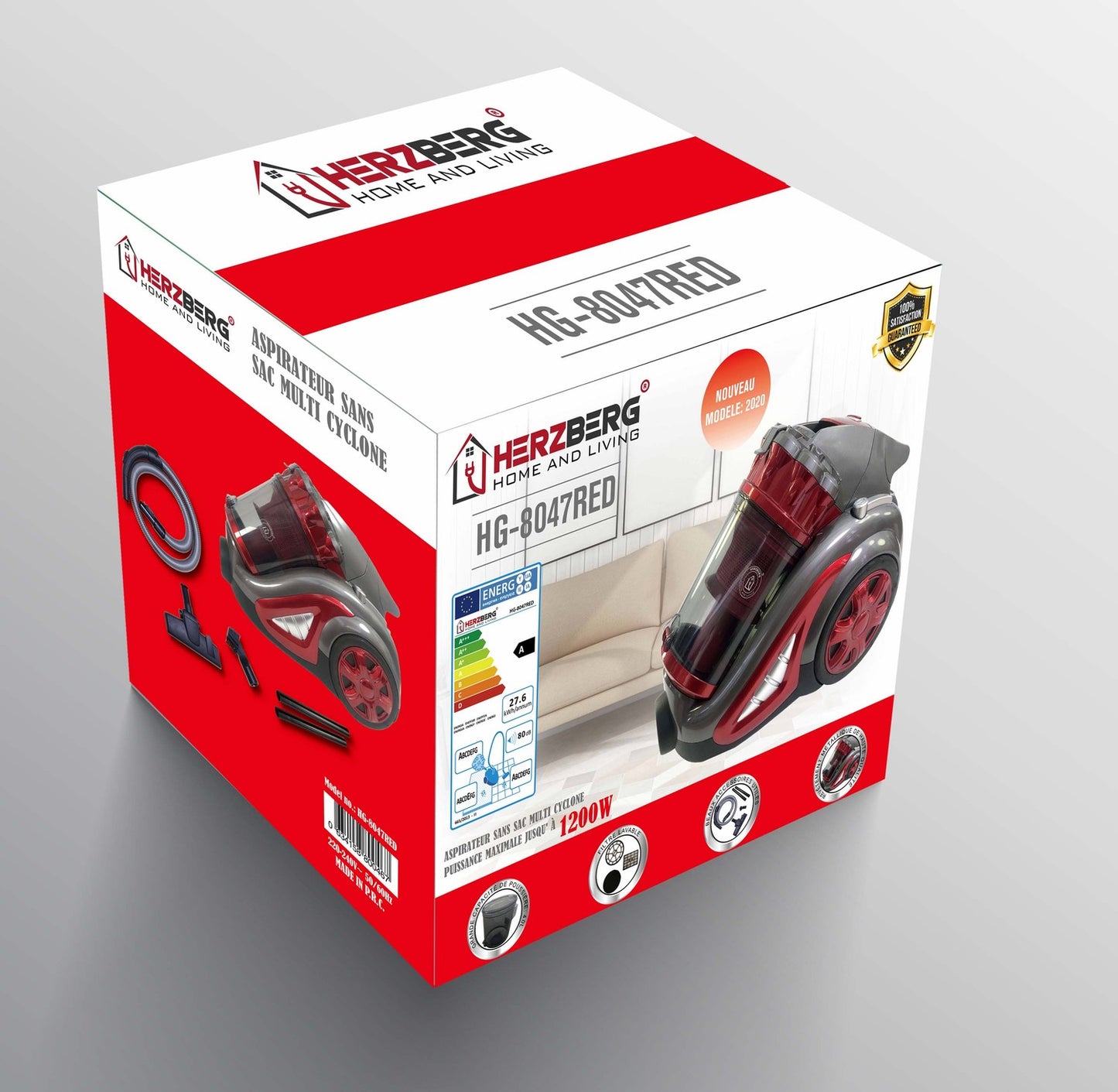 Herzberg HG-8047RED: Multi-Cyclone Bagless Vacuum Cleaner
