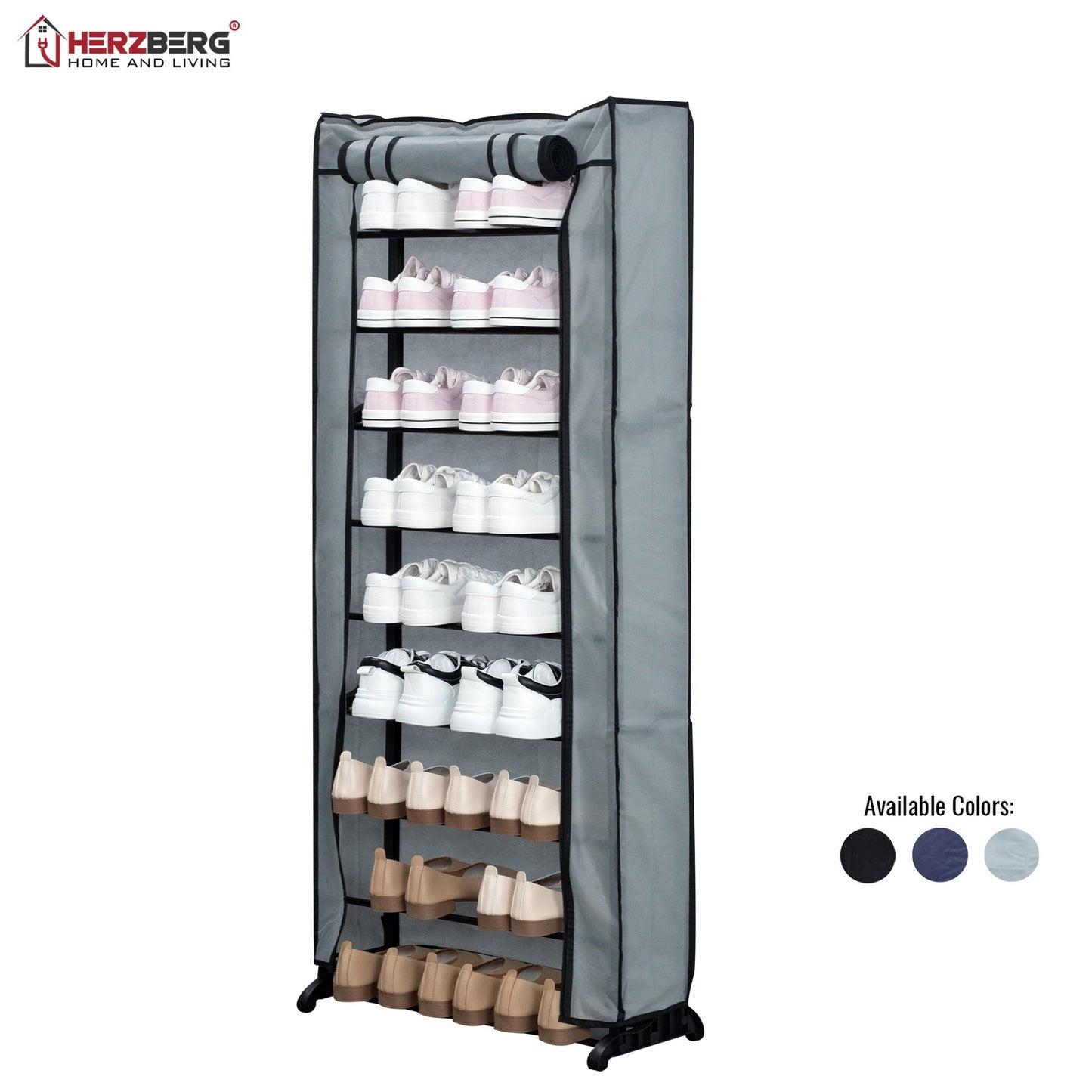 Herzberg HG-8076: 9-Tier Small Shoe Rack Organizer Blue