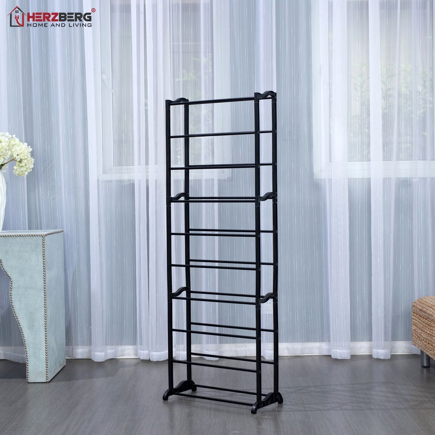 Herzberg HG-8076: 9-Tier Small Shoe Rack Organizer Gray