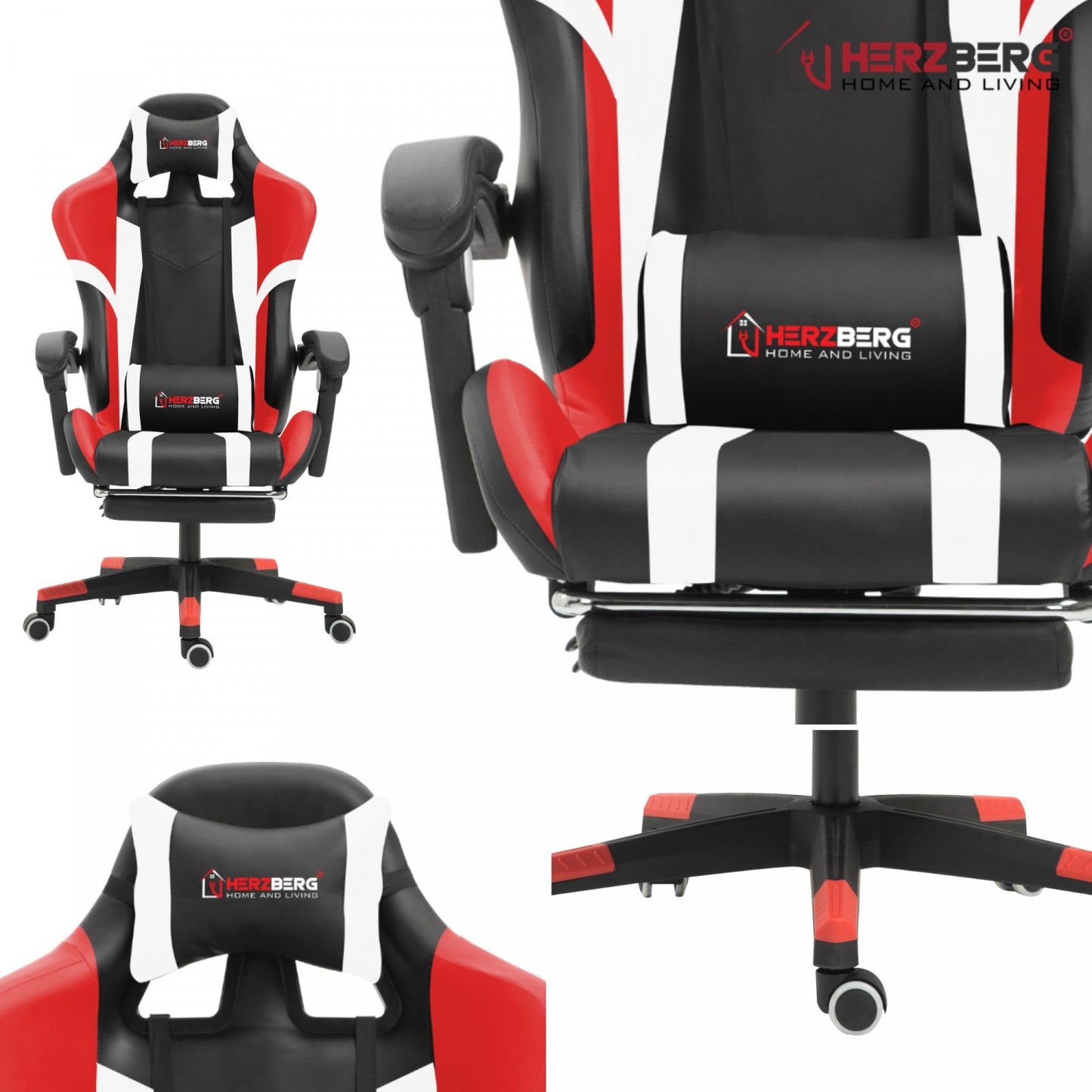 Herzberg HG-8083: Tri-color Gaming and Office Chair with Linear Accent Yellow