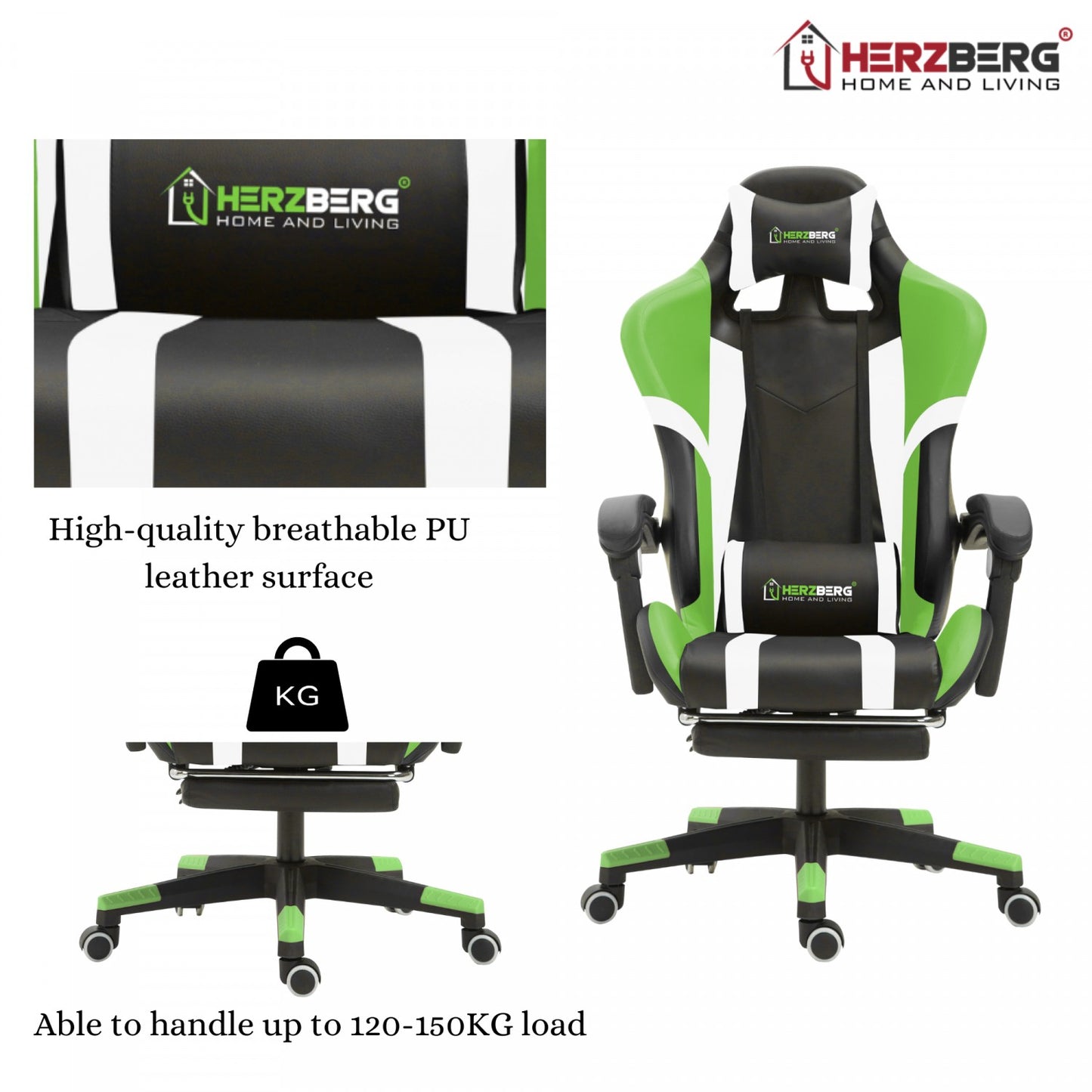 Herzberg HG-8083: Tri-color Gaming and Office Chair with Linear Accent Yellow