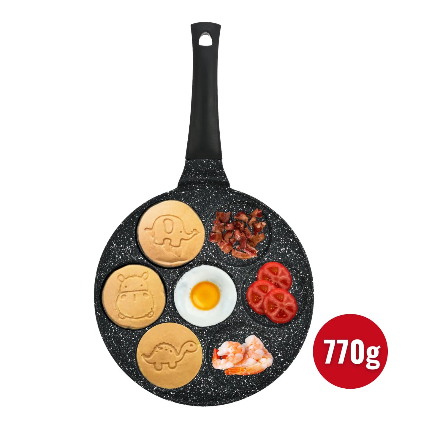 Herzberg HG-CP267ANL: 26cm Marble Coated Pancake & Crepe Pan - 7 Cute Animal