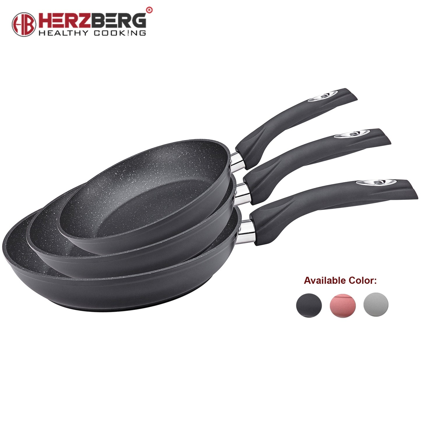 Herzberg HG-FP3: 3 Pieces Forged Aluminum Frypan Set 20/24/28 Silver