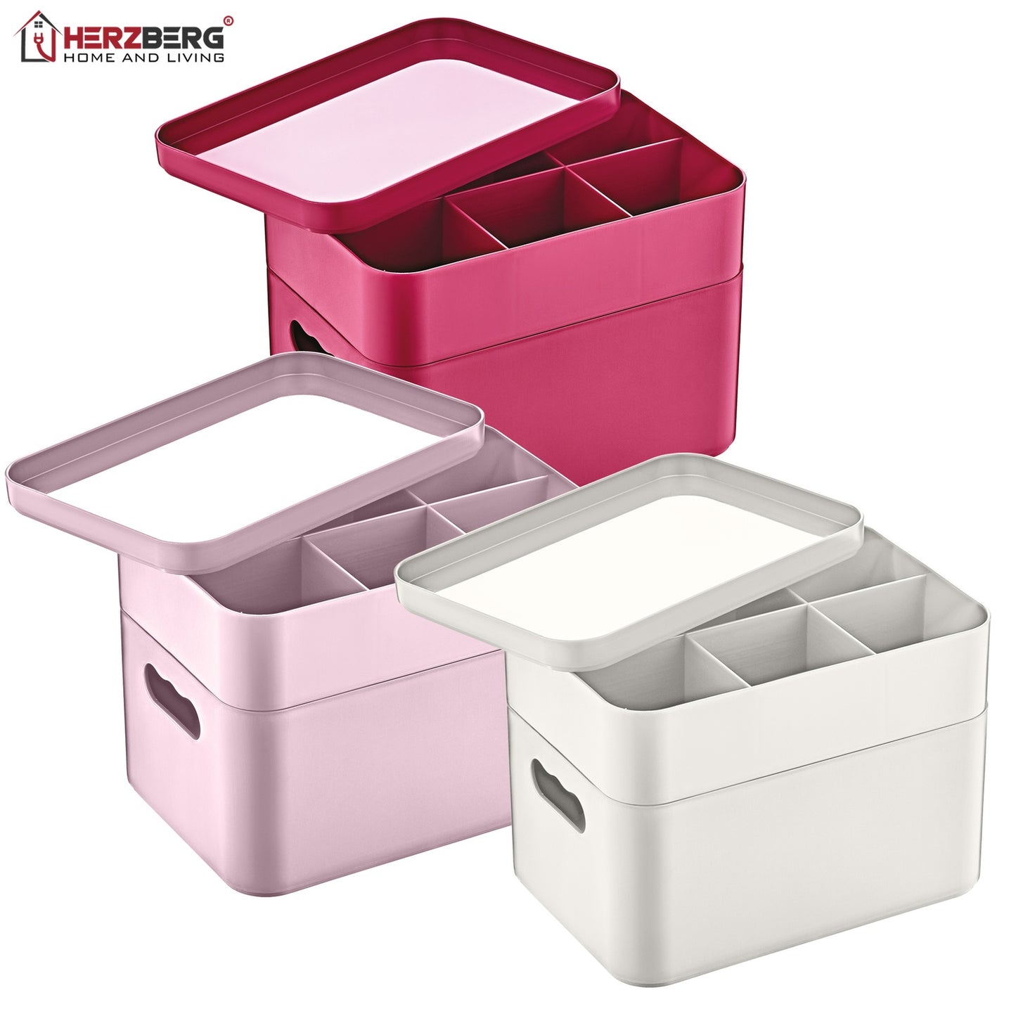 Herzberg HG-OKY676: 2 Layer Multipurpose Organizer Box Pink
