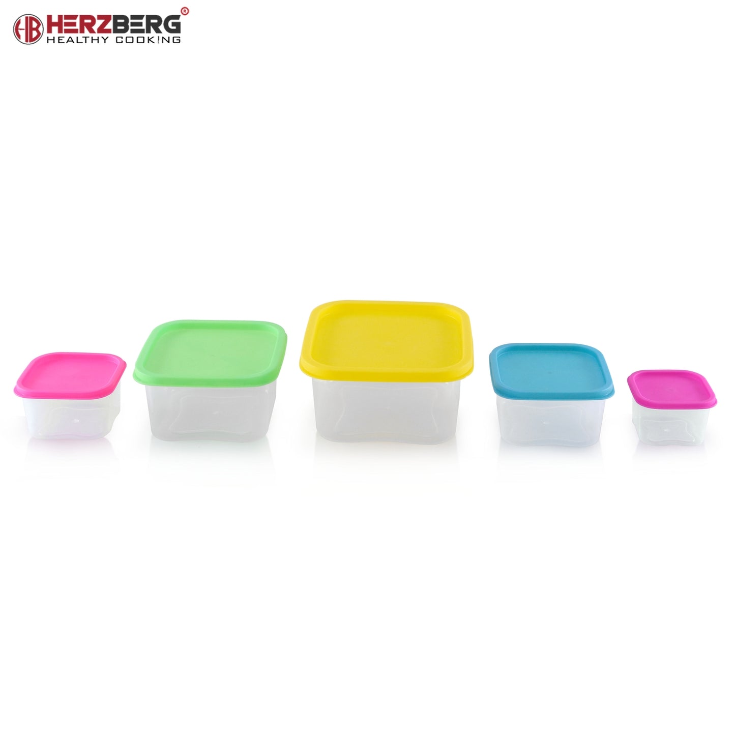 Herzberg HG-SFS5N1: 5-in-1 Square Food Storage Container Set