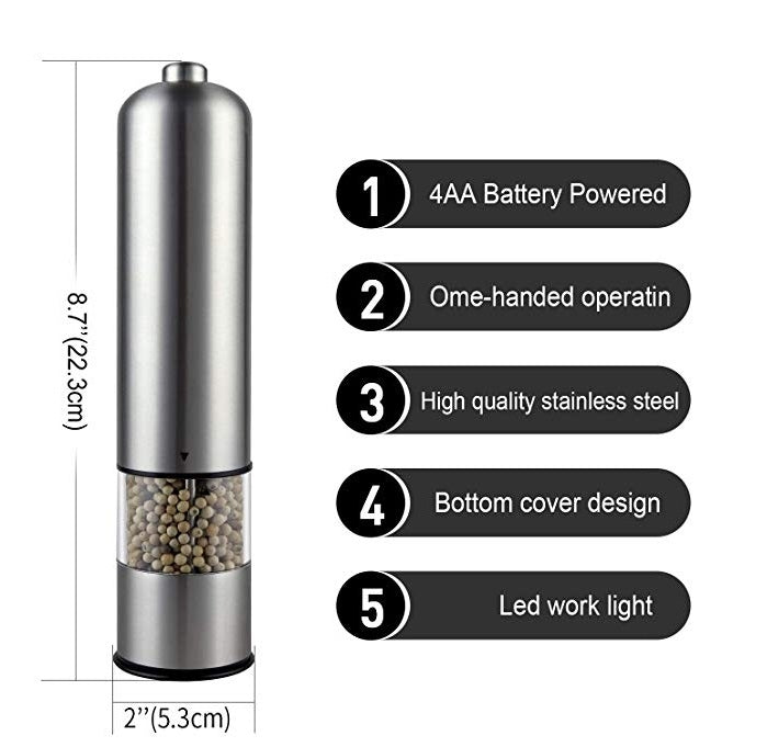 Herzberg Stainless Pepper Mill