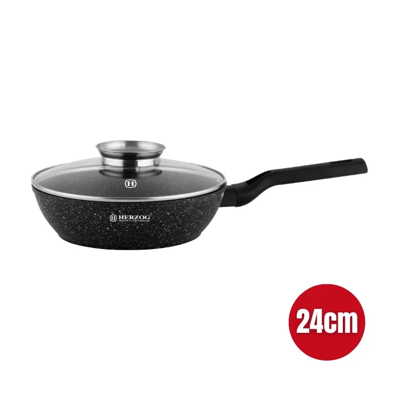 Herzog HR-2610: 24cm Deep-Fry Pan With Aroma Knob Lid
