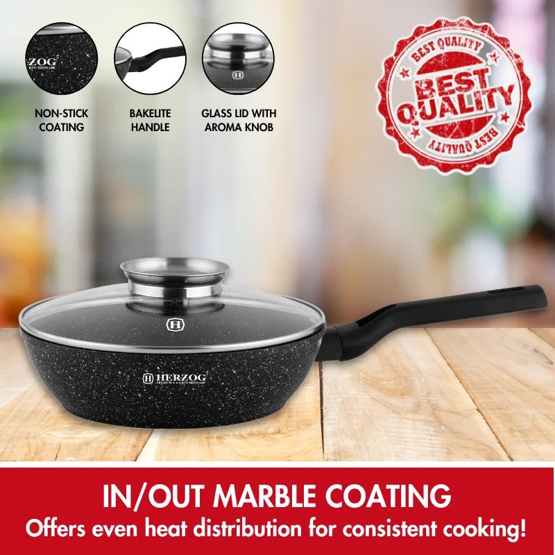 Herzog HR-2610: 24cm Deep-Fry Pan With Aroma Knob Lid