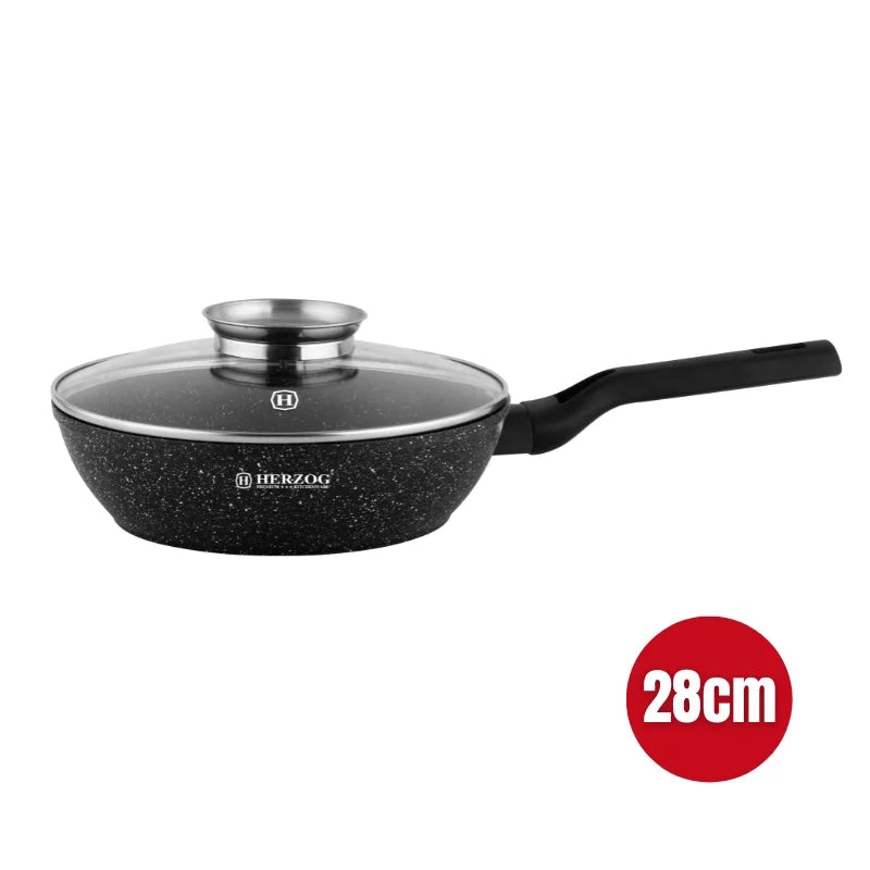 Herzog HR-2611: 28cm Deep-Fry Pan With Aroma Knob Lid