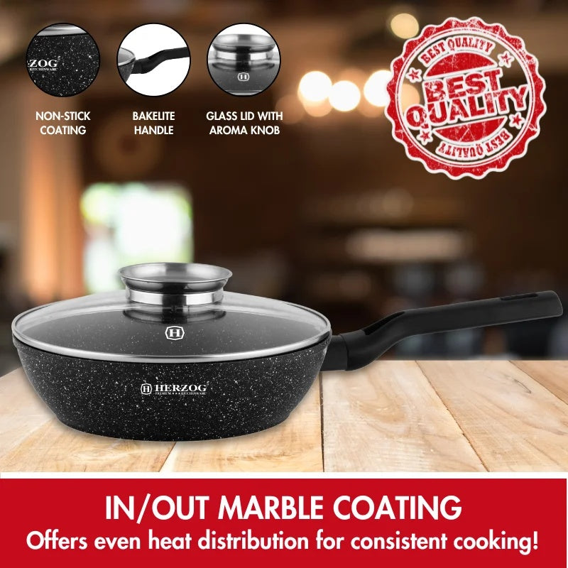 Herzog HR-2611: 28cm Deep-Fry Pan With Aroma Knob Lid