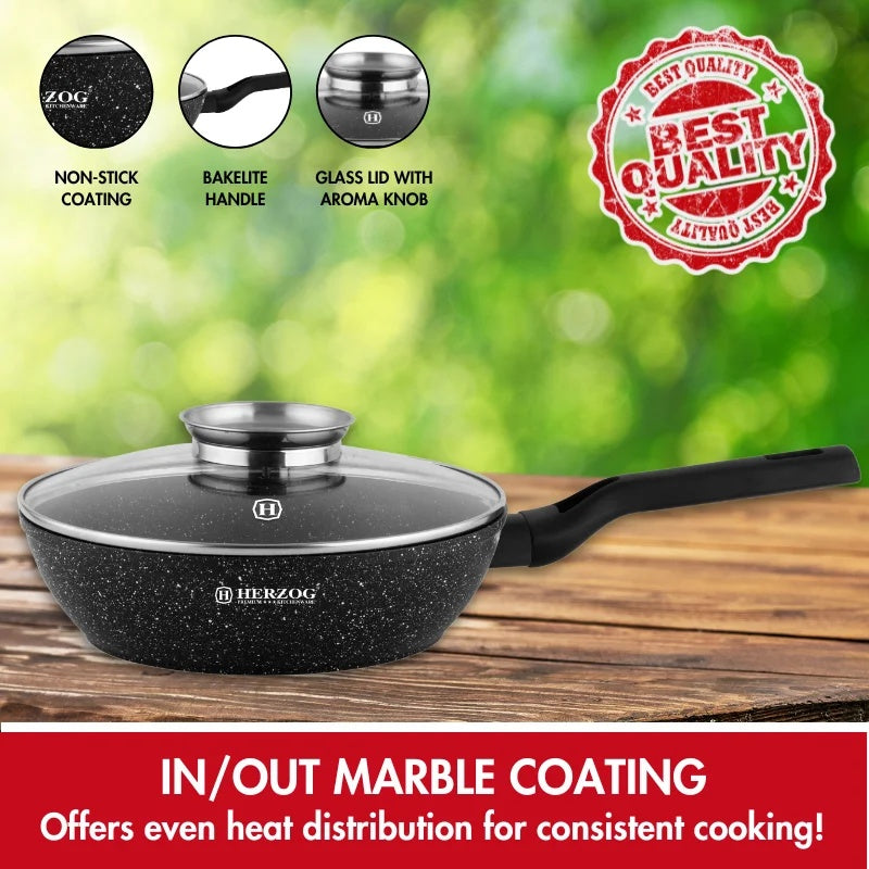 Herzog HR-2612: 32cm Deep-Fry Pan With Aroma Knob Lid